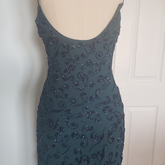 Cache Silk Teal Beaded 1920s Style Evening Dress, 4 - Picture 10 of 16